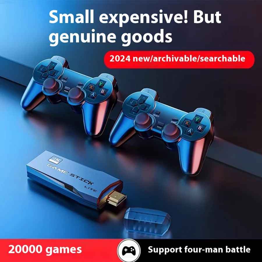 M8 Retro Gaming Console & Game Stick Pro - 20,000+ Classic Video Games, 23 Emulators, Dual Wireless Controllers, 4K HDMI Output, Plug & Play, Compatible with TV, PC, Projector, 64GB