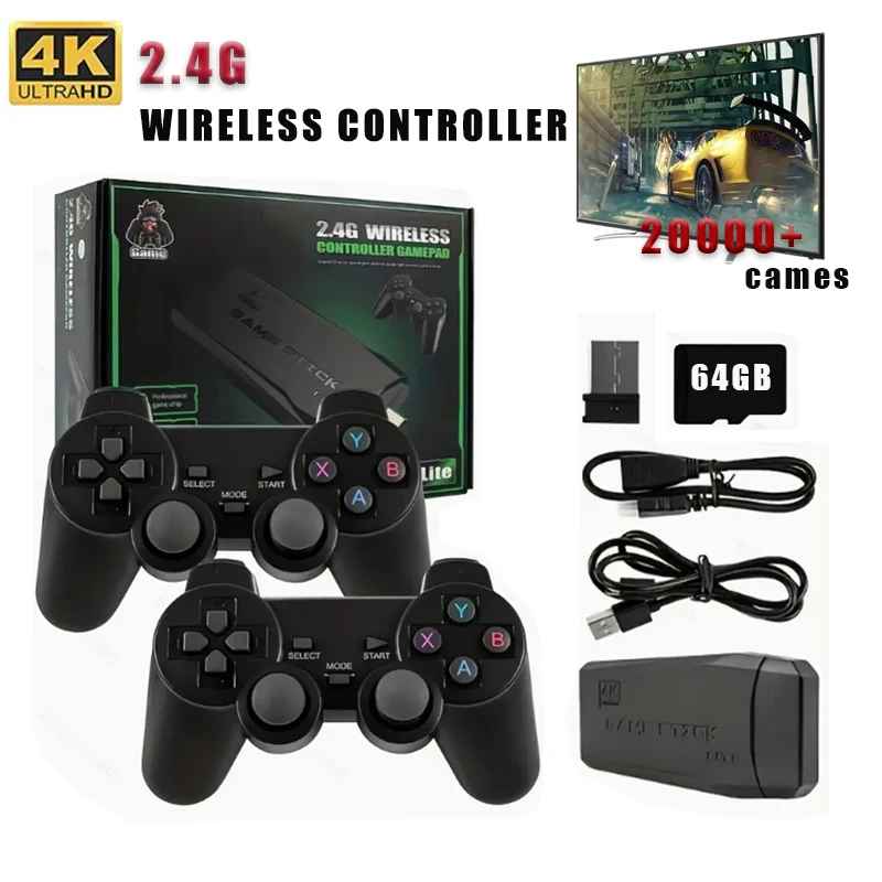 M8 Retro Gaming Console & Game Stick Pro - 20,000+ Classic Video Games, 23 Emulators, Dual Wireless Controllers, 4K HDMI Output, Plug & Play, Compatible with TV, PC, Projector, 64GB