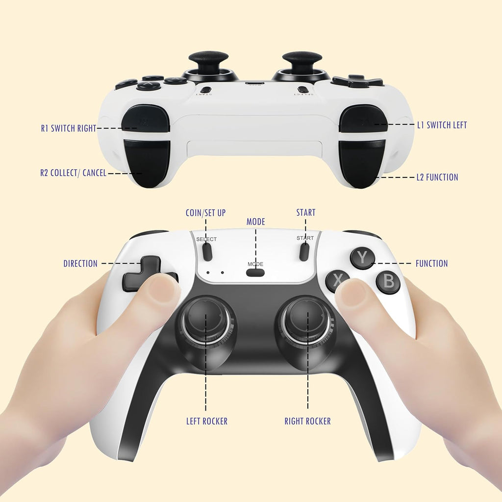 Wireless Retro Game Console Stick with 40000+ Games, Video Game Console 23+ Emulators Classic Games, 4K HDMI Output for TV, Plug & Play Retro Gaming Stick with Dual 2.4G Controllers